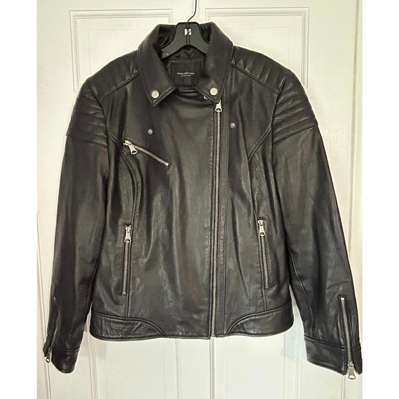 MARC NEW YORK Black Motorcycle Bomber Heavy Soft Leather Jacket Mens M